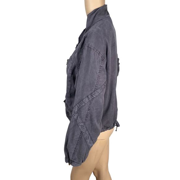 Young Fabulous & Broke Clara Gray Tencel Utility Cropped Bomber Jacket SZ M - Picture 5 of 9